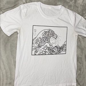 White wave graphic Tee